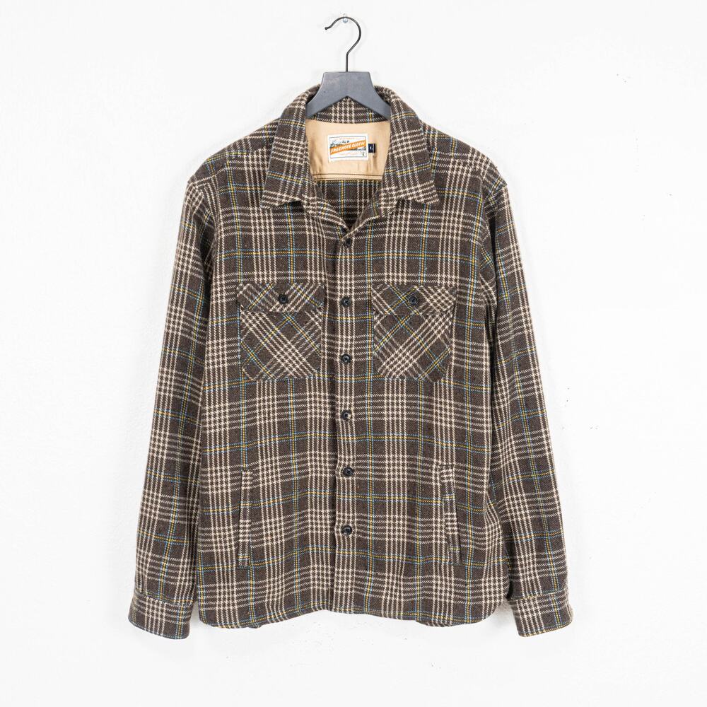 Freenote Cloth Wool Woven Plaid Overshirt Flannel Jacket Size Large